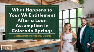 Veteran couple meeting with a Colorado Springs real estate agent discussing VA entitlement after a loan assumption – Beaton Brothers Property Experts