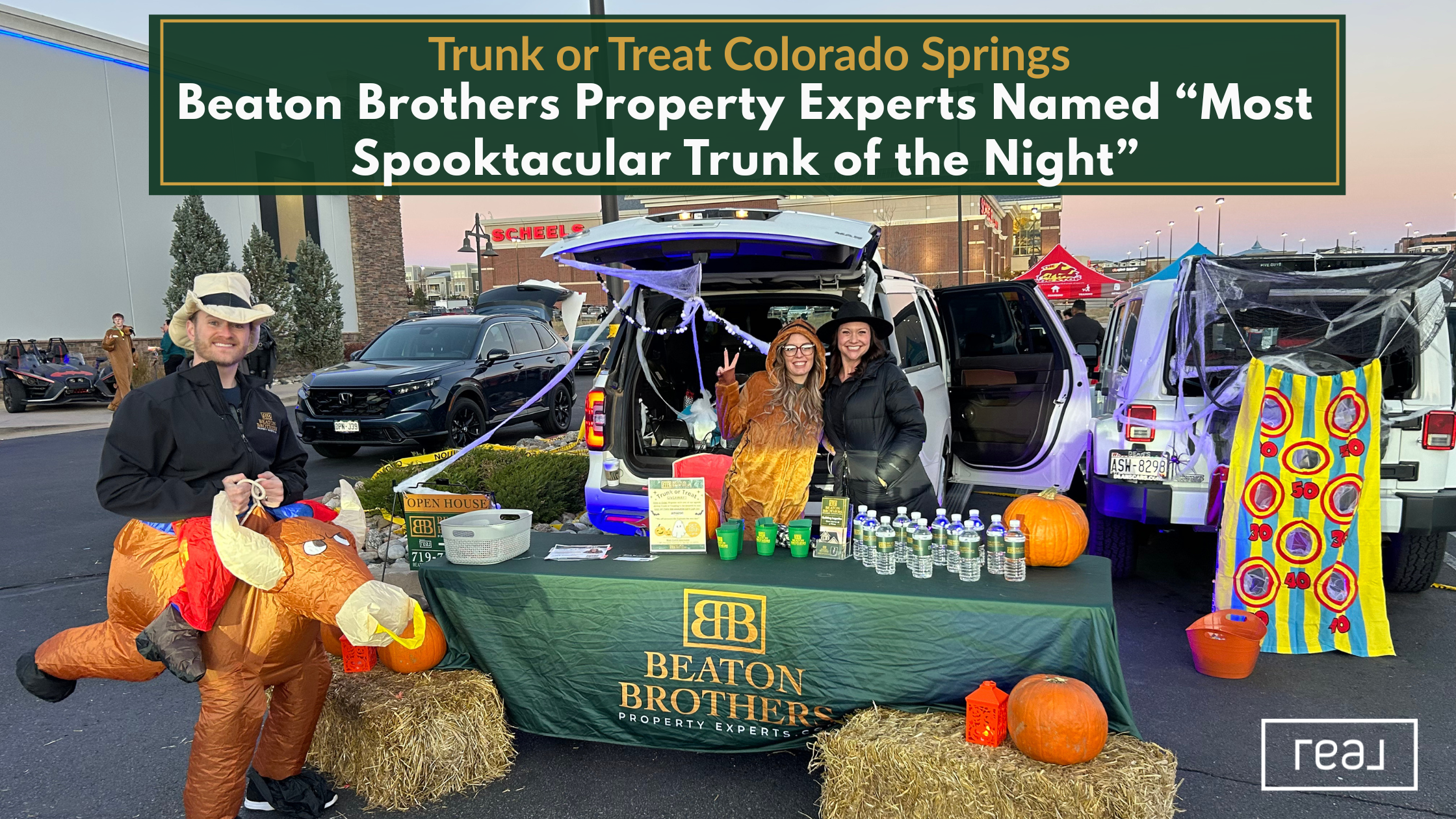 Beaton Brothers Property Experts’ award-winning trunk display at Main Event’s Trunk or Treat Colorado Springs