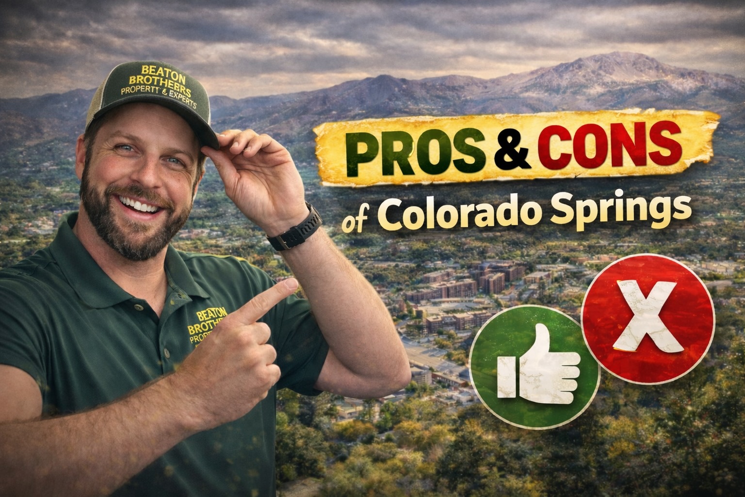 Pikes Peak view over Colorado Springs representing the pros and cons of living in Colorado Springs