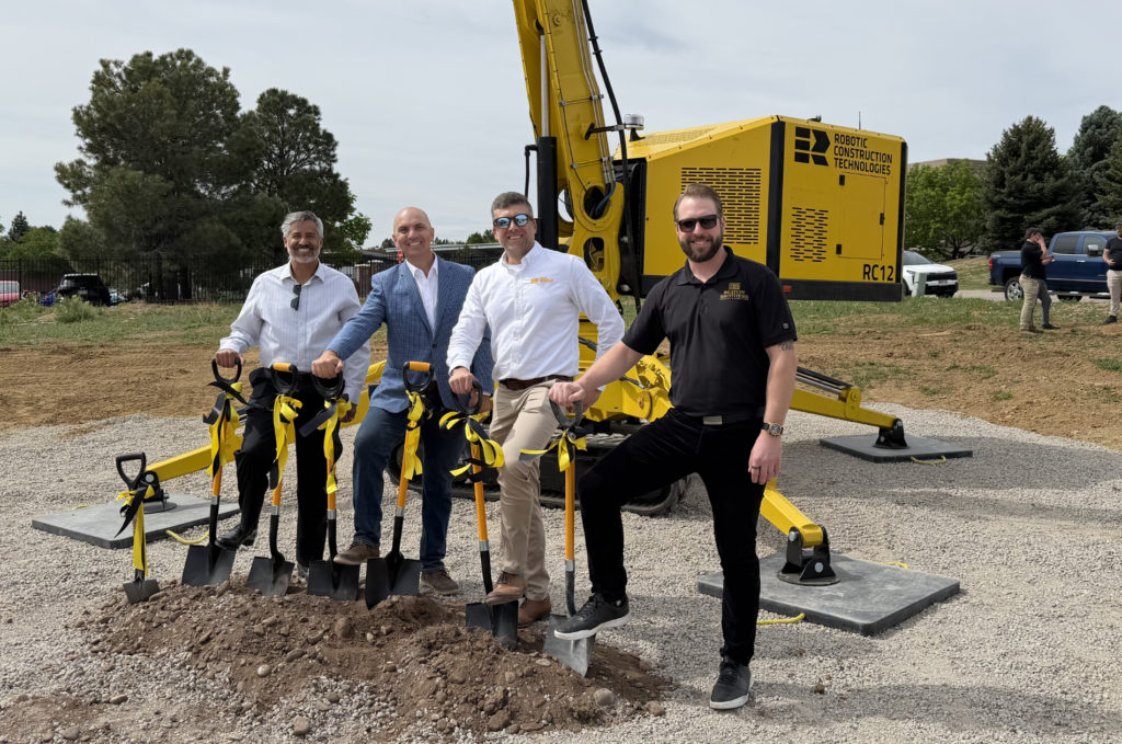 Roger Hernandez, Matt Friedell, Eric Compton, and Charles Beaton at the RoboConTech groundbreaking in Centennial Colorado