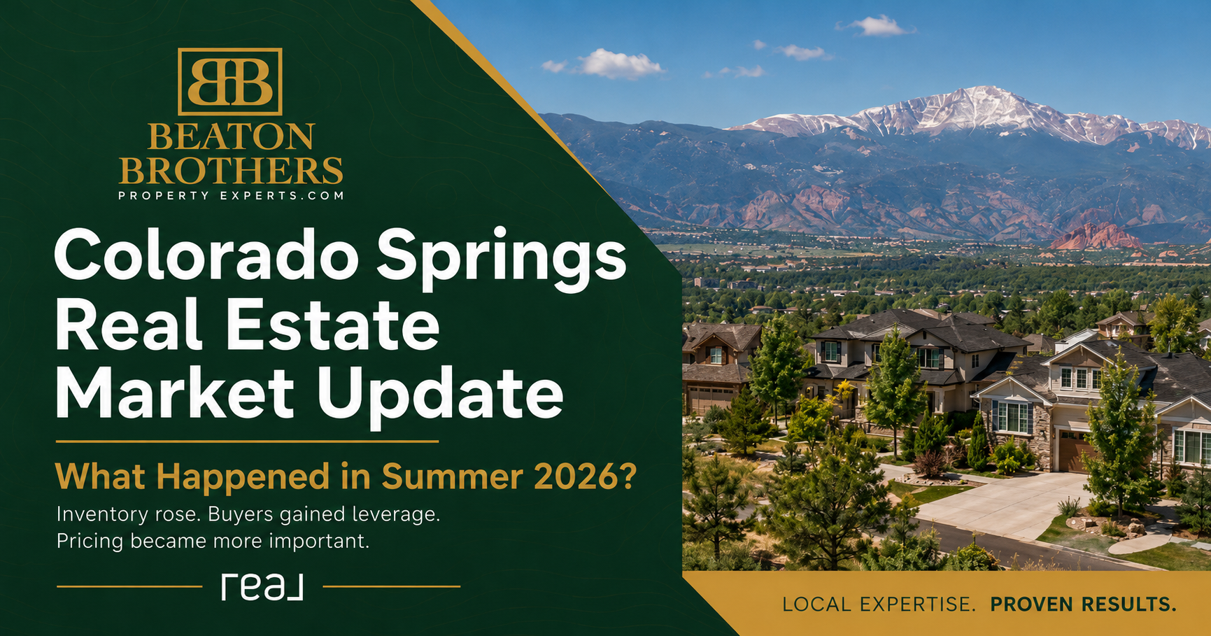 Colorado Springs real estate market update for Summer 2026 showing rising inventory, slower sales and increased buyer leverage